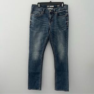 BKE Jeans Mens 34R Blue Denim Alec Straight Leg Stitching Outdoor Casual 32x31